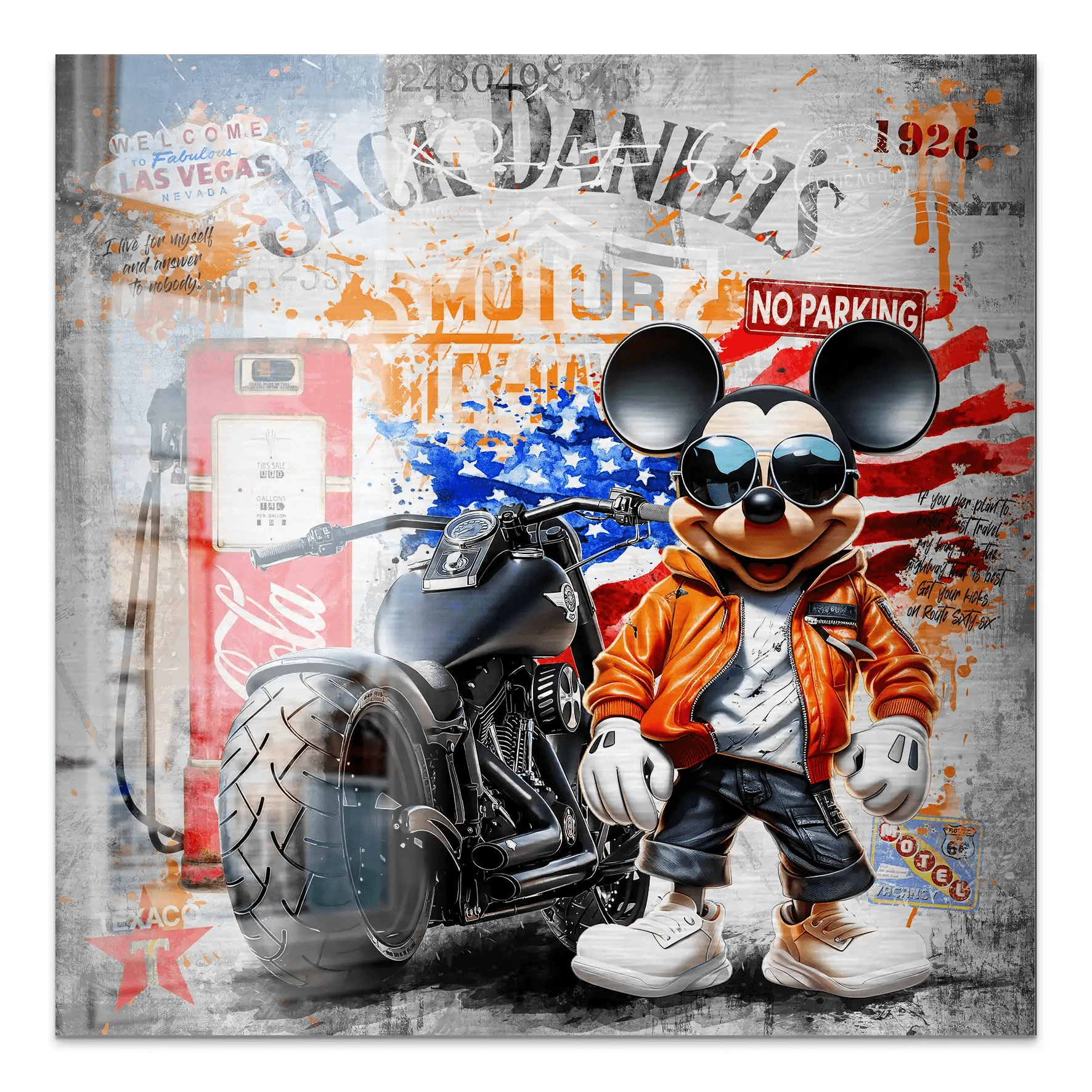 Harley Micky Maus Pop Art Alu Gebürstet Bild INGALERIE