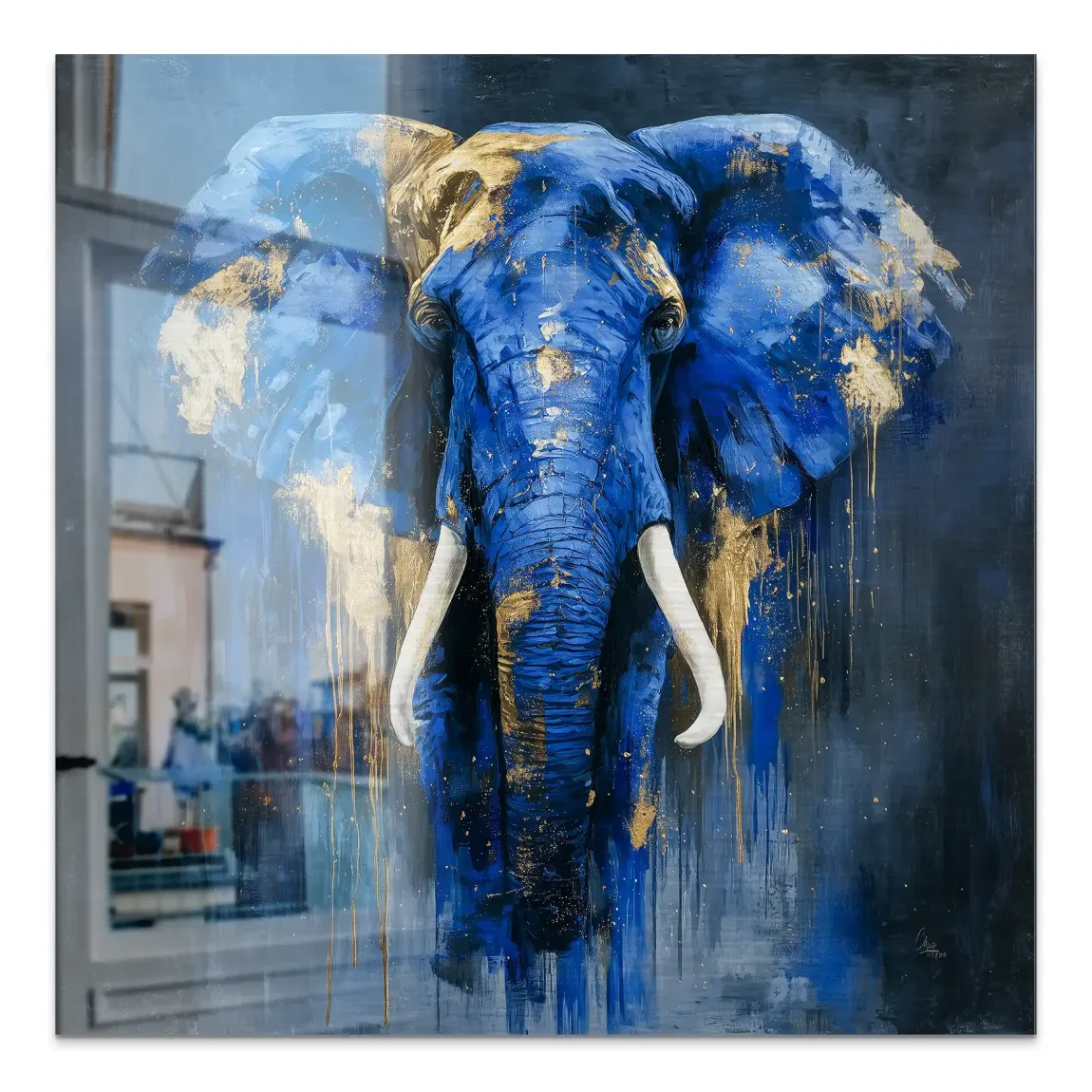 Blauer Elefant Abstrakt Aluminiumbild gebürstet