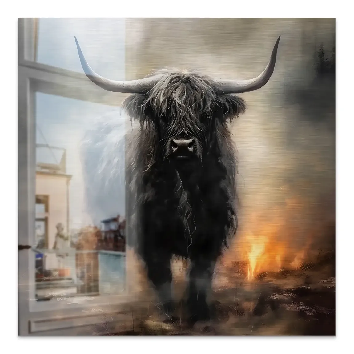 Highland Rind Aluminiumbild gebürstet
