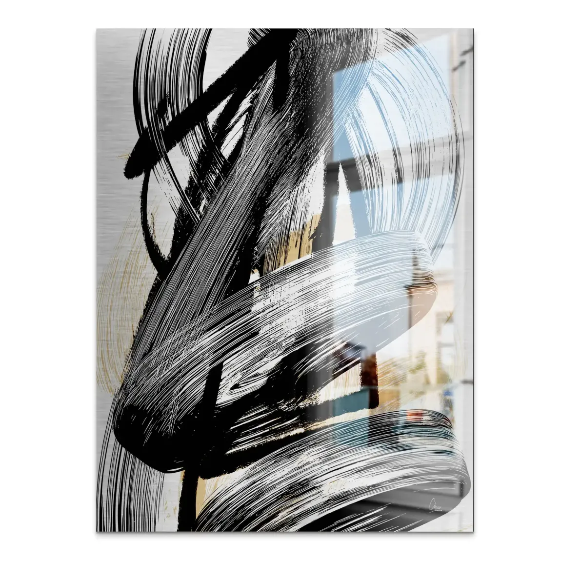 Black Motion Abstrakt Alu Gebürstet Bild