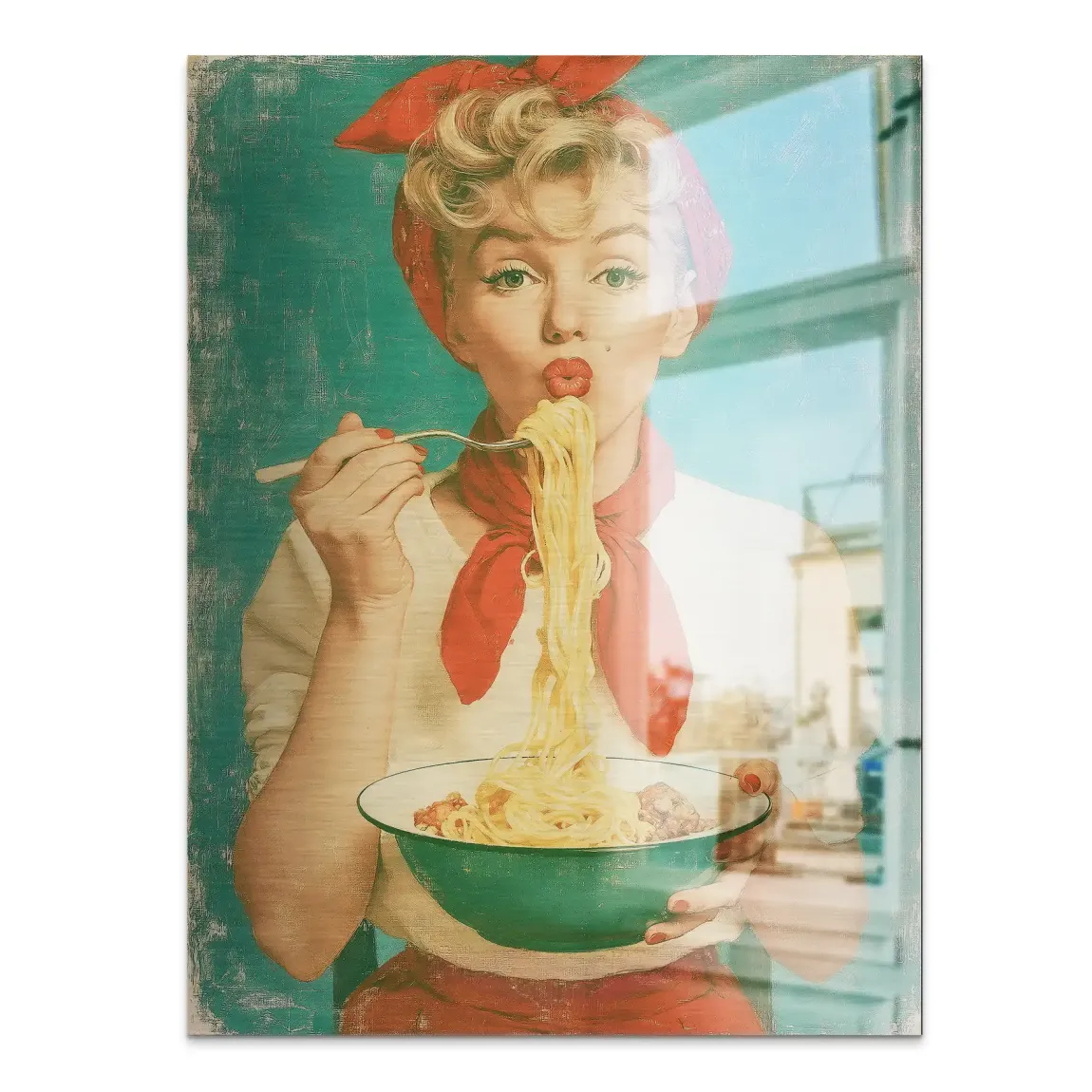 Marilyn Monroe Spaghetti Aluminiumbild gebürstet