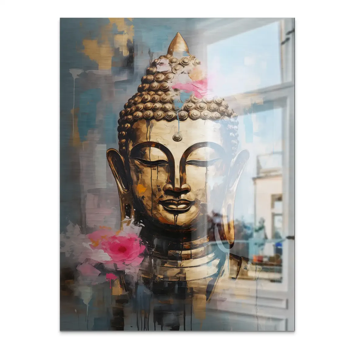 Golden Lotus Buddha Alu Gebürstet Bild