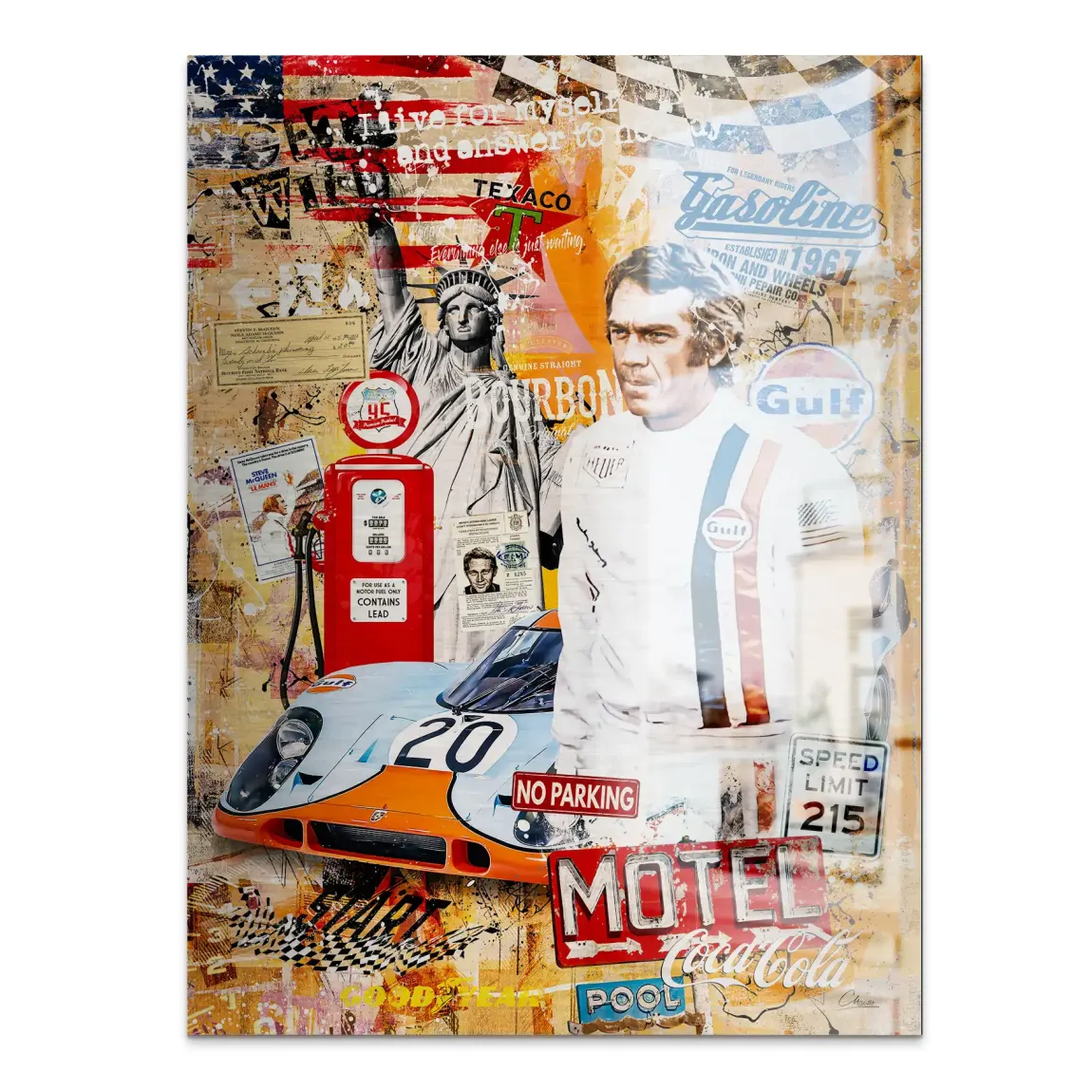 Steve McQueen Gasoline Spirit Alu Gebürstet Bild