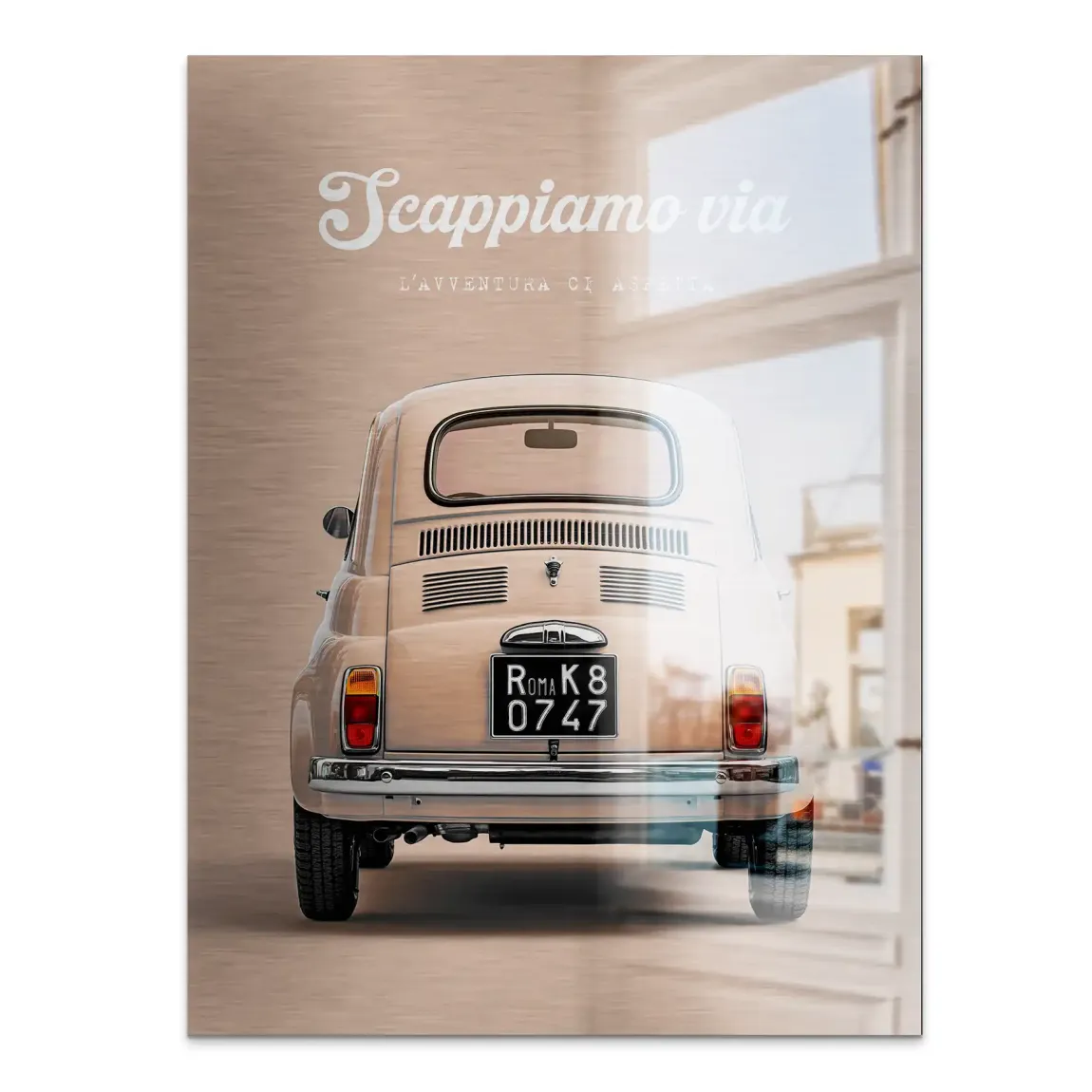 Fiat 500 Crema Aluminiumbild gebürstet