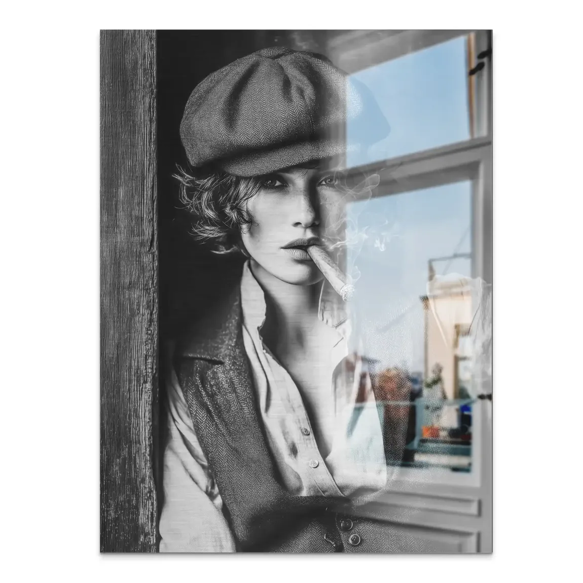 Smoke & Secrets Beauty in schwarz weiss Aludibond Gebürstet INGALERIE