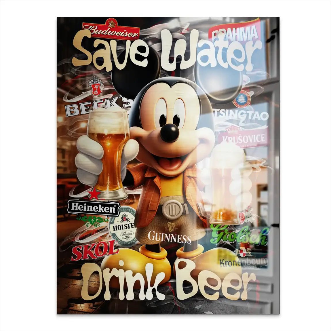 Micky Drink Beer Aludibond Gebürstet INGALERIE