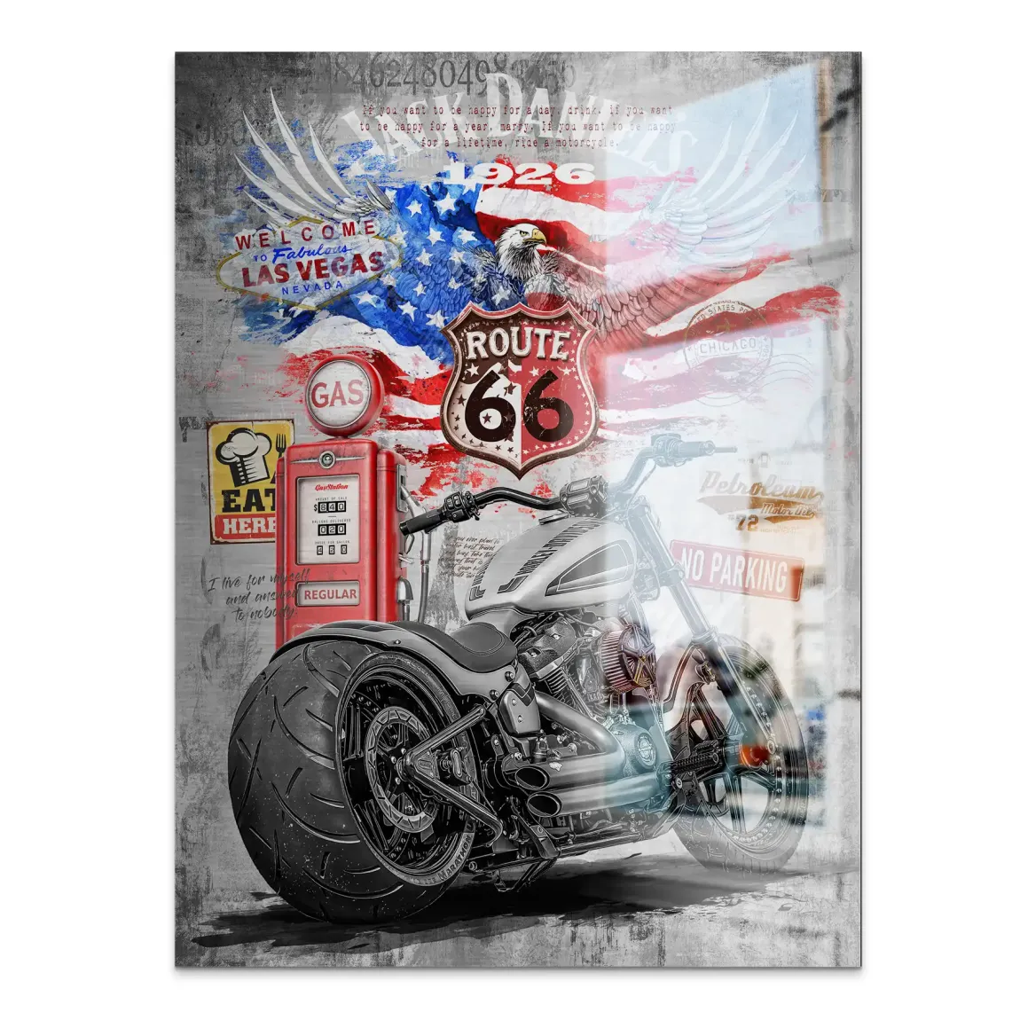 Harley Road Pop Art Alu Gebürstet Bild