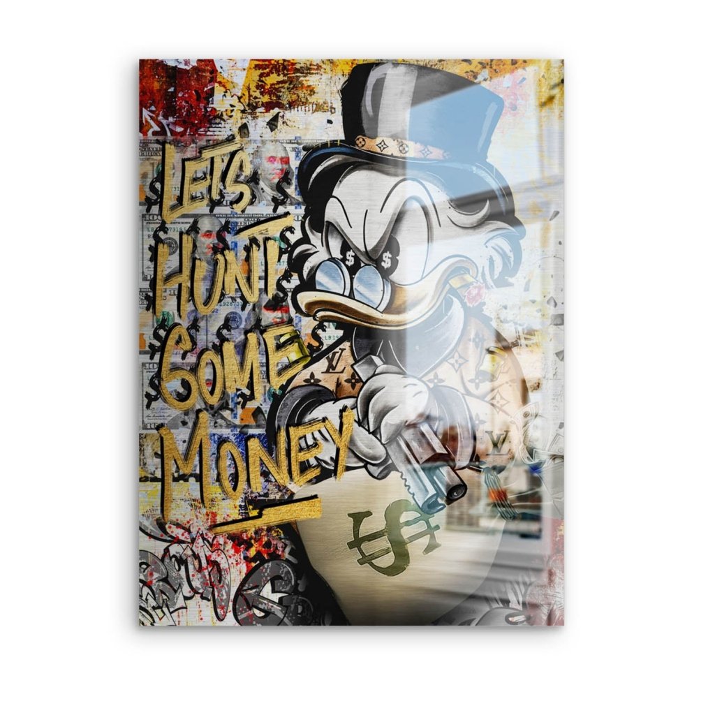 Dagobert Duck Let's Hunt Pop Art Aludibond Gebürstet Bild INGALERIE