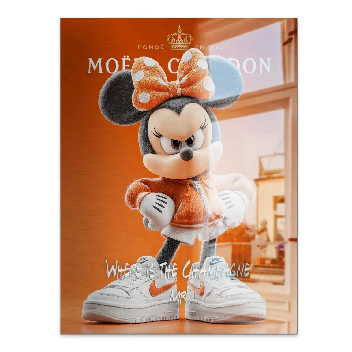 Champagne Mood Minnie Maus Alu Gebürstet Bild INGALERIE