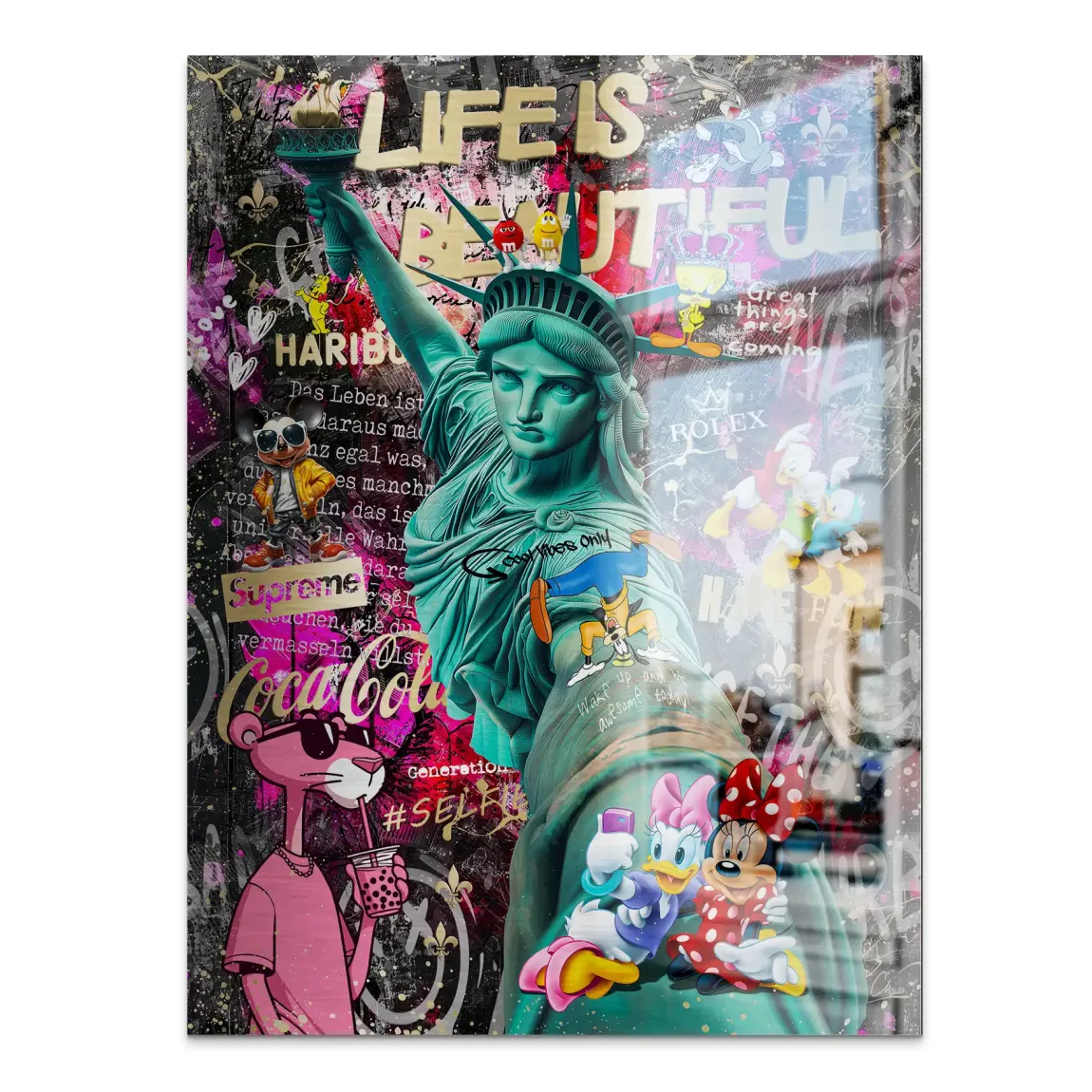 Liberty Selfie Pop Art Alu Gebürstet Bild