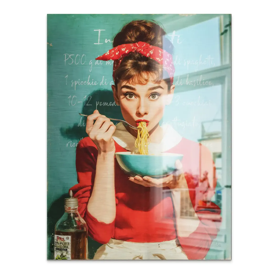 Audrey Hepburn Pasta Moments Alu Gebürstet Bild