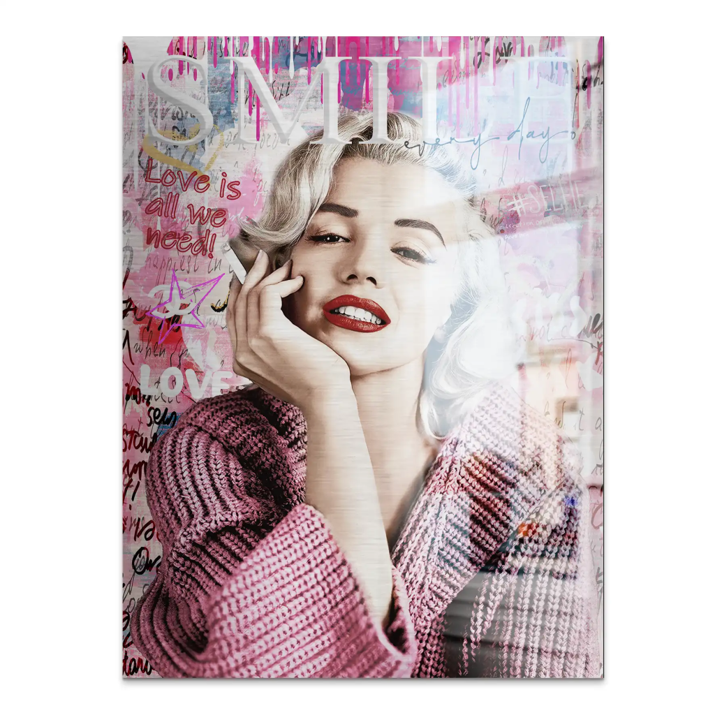 Pop Art Marilyn Monroe Smile AluDibond Gebürstet INGALERIE