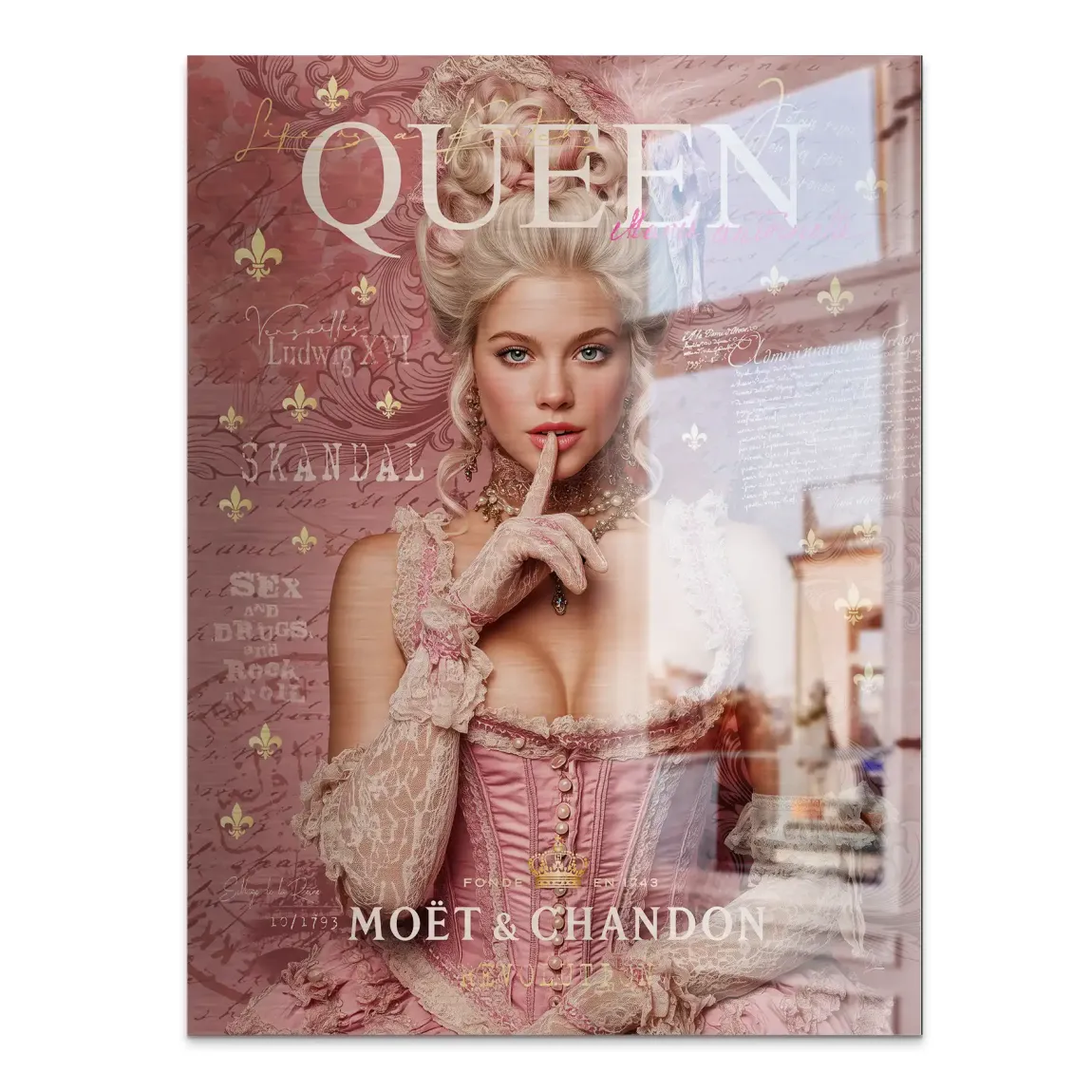 Marie Antoinette Rebellion Pop Art Alu Gebürstet Bild