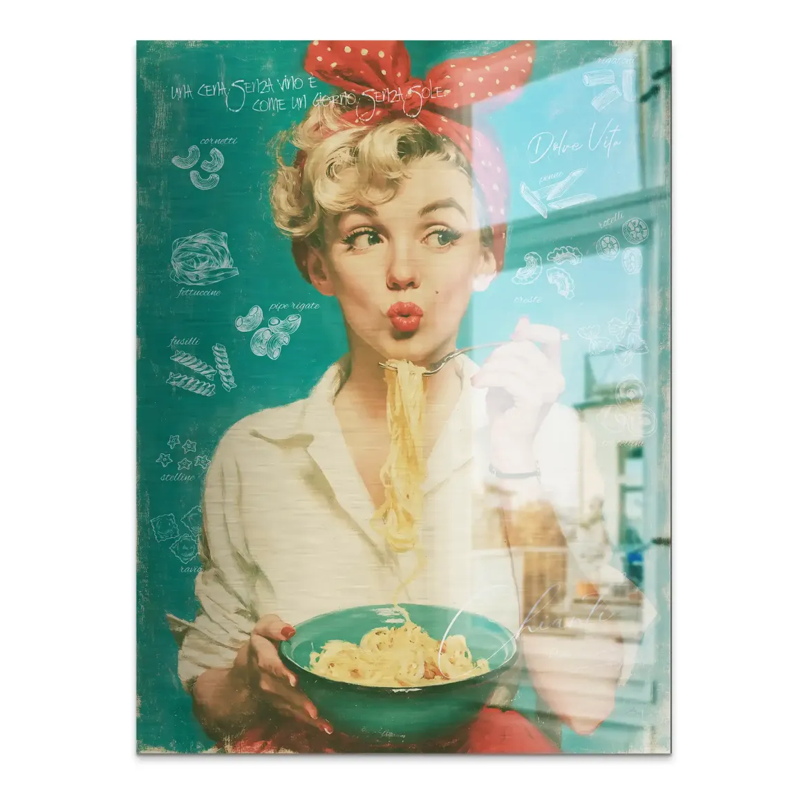 Marilyn Monroe Pasta Aluminiumbild gebürstet
