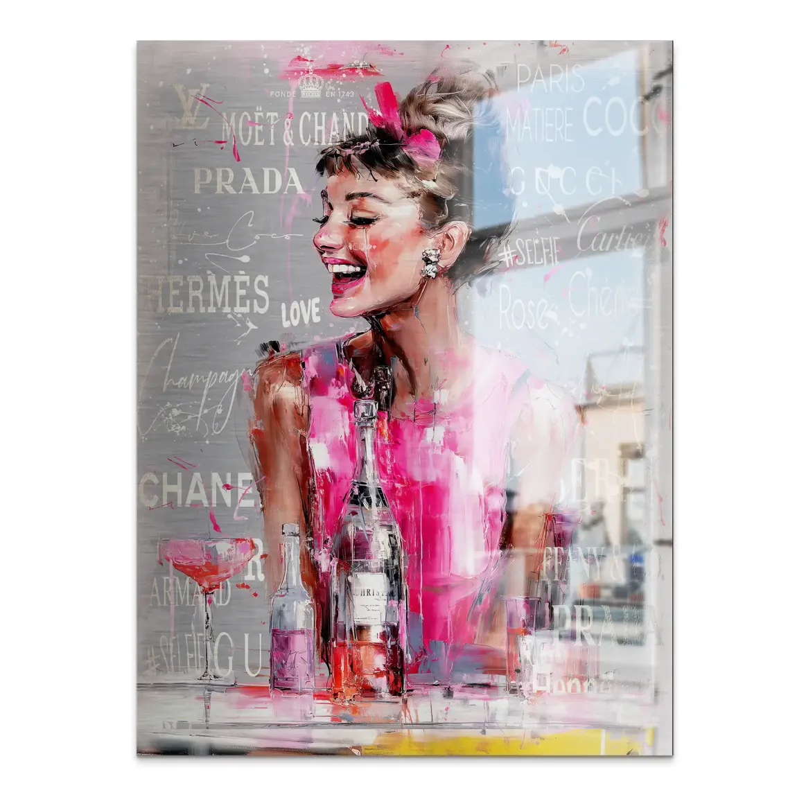 Champagne Bliss Audrey Hepburn Alu Gebürstet Bild