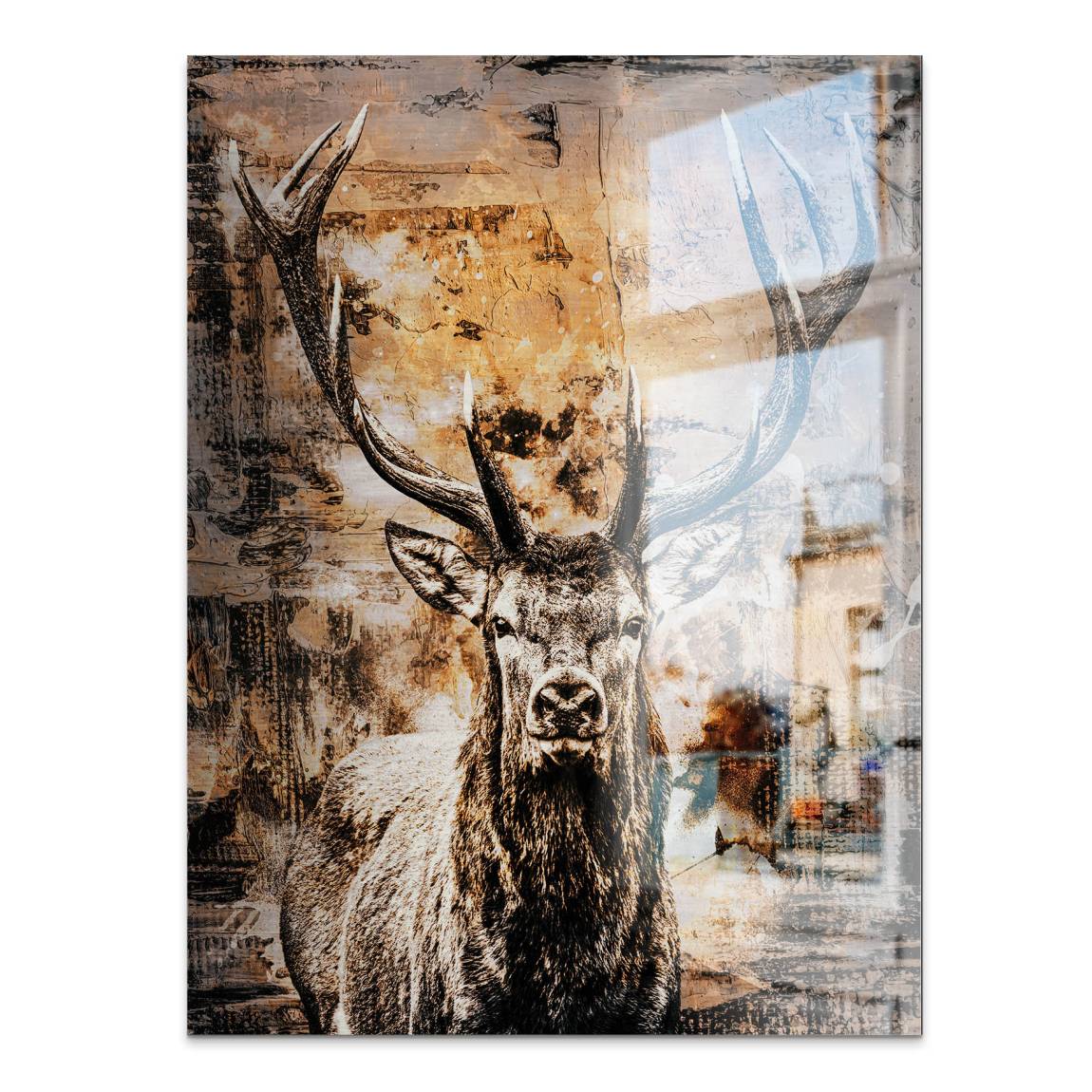 Hirsch Abstrakt Art Aluminiumbild gebürstet
