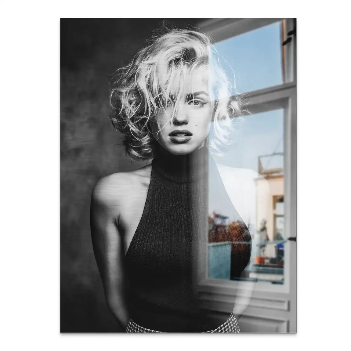 Marilyn Black and White Style Alu Gebürstet Bild