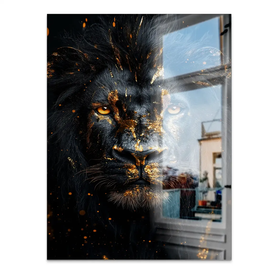 Black Lion in Gold Aludibond Gebürstet INGALERIE