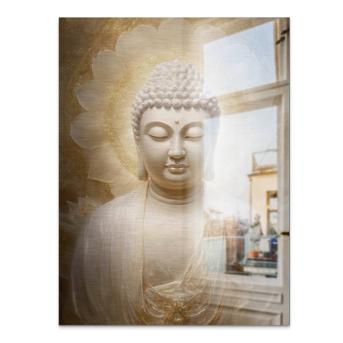 Goldener Buddha Aluminiumbild gebürstet
