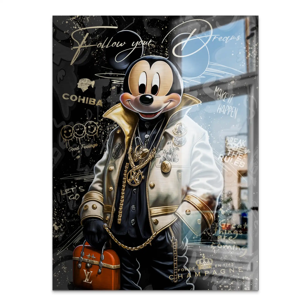 Micky Maus Dreams Pop Art Style Aludibond Brush Bild INGALERIE