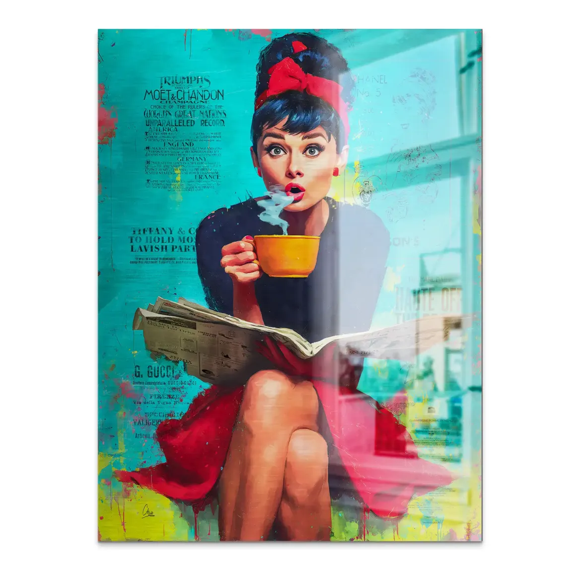 Audrey News Pop Art Aludibond Gebürstet Bild INGALERIE