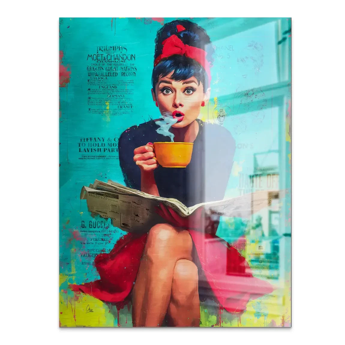 Audrey Hepburn News Pop Art Alu Gebürstet Bild INGALERIE