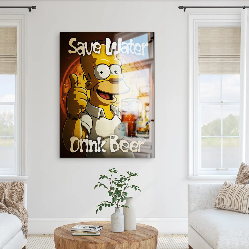 Homer Drink Beer Aludibond Gebürstet INGALERIE