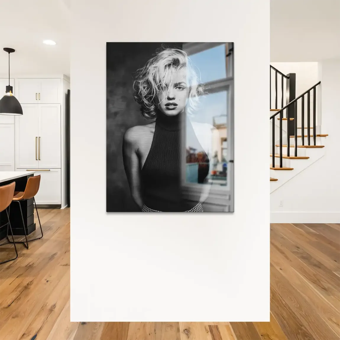 Marilyn Black and White Style Alu Gebürstet Bild