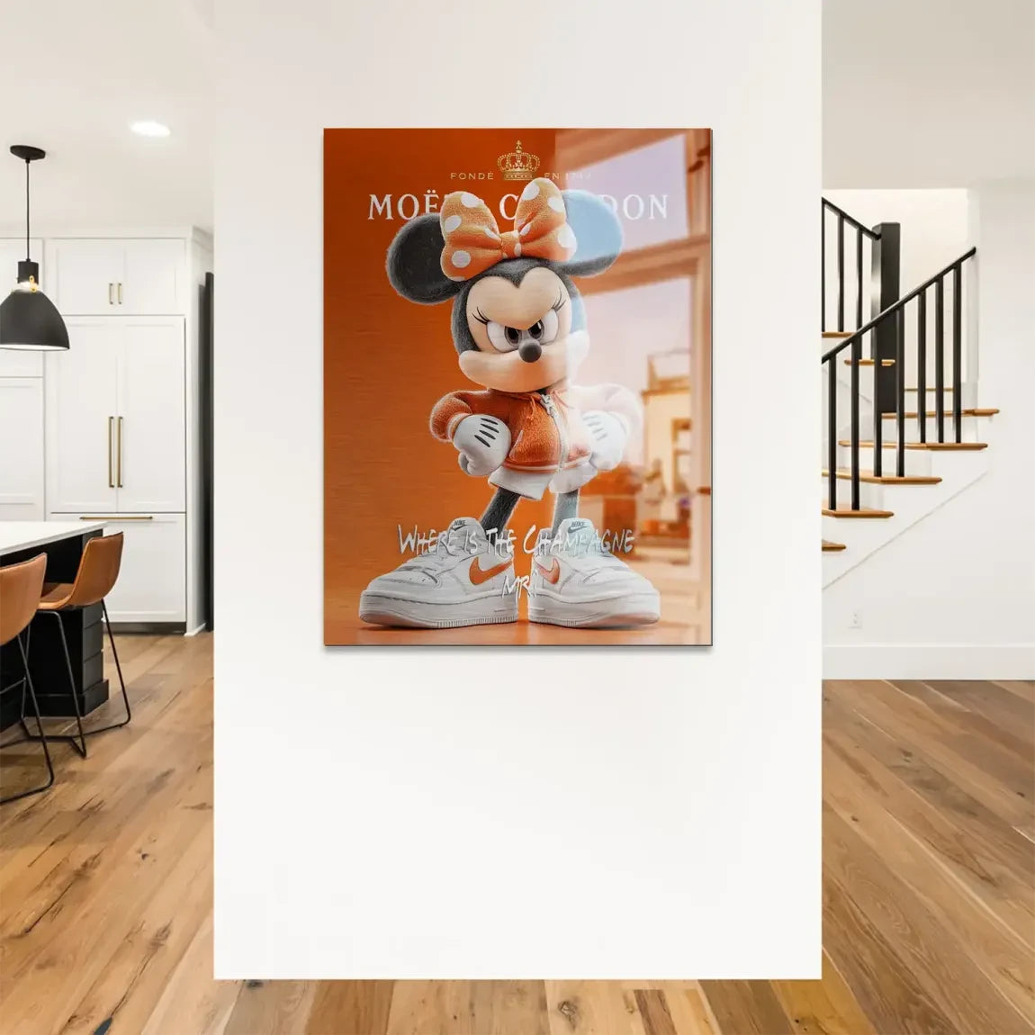 Champagne Mood Minnie Maus Alu Gebürstet Bild INGALERIE