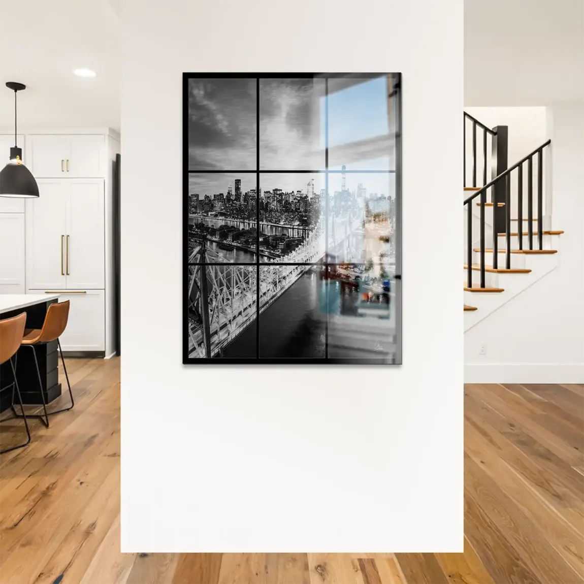 Bridge Lights New York Alu Gebürstet Bild