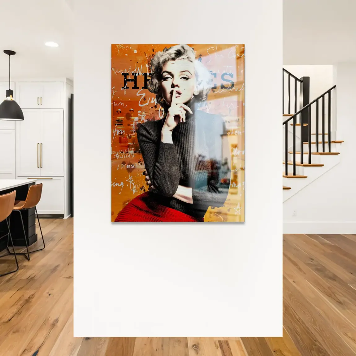 Marilyn Secret Orange Pop Art Alu Gebürstet Bild