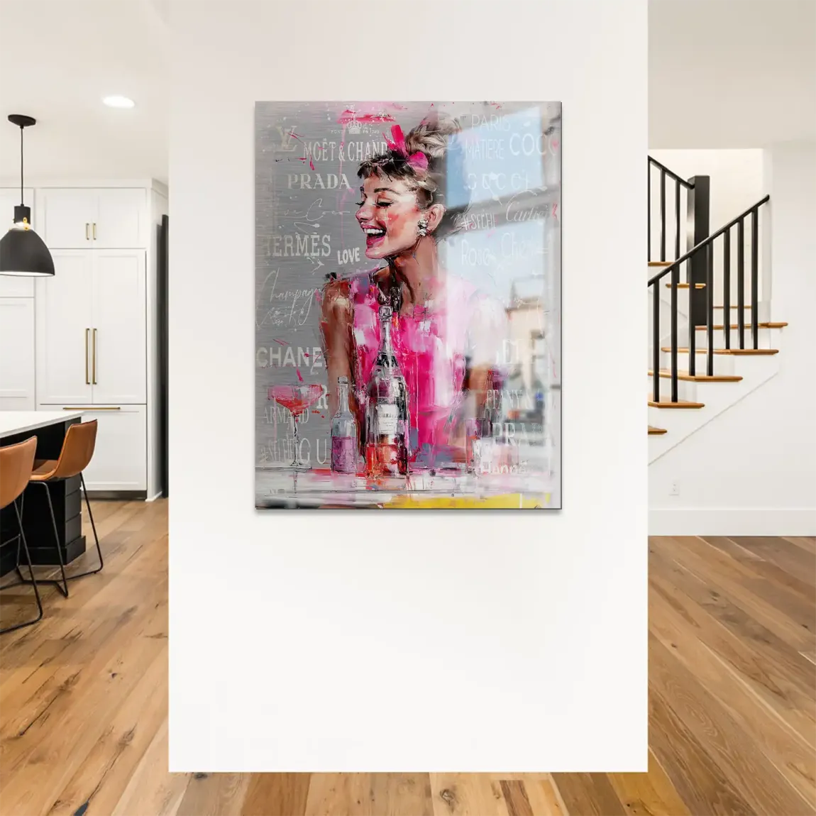 Champagne Bliss Audrey Hepburn Alu Gebürstet Bild