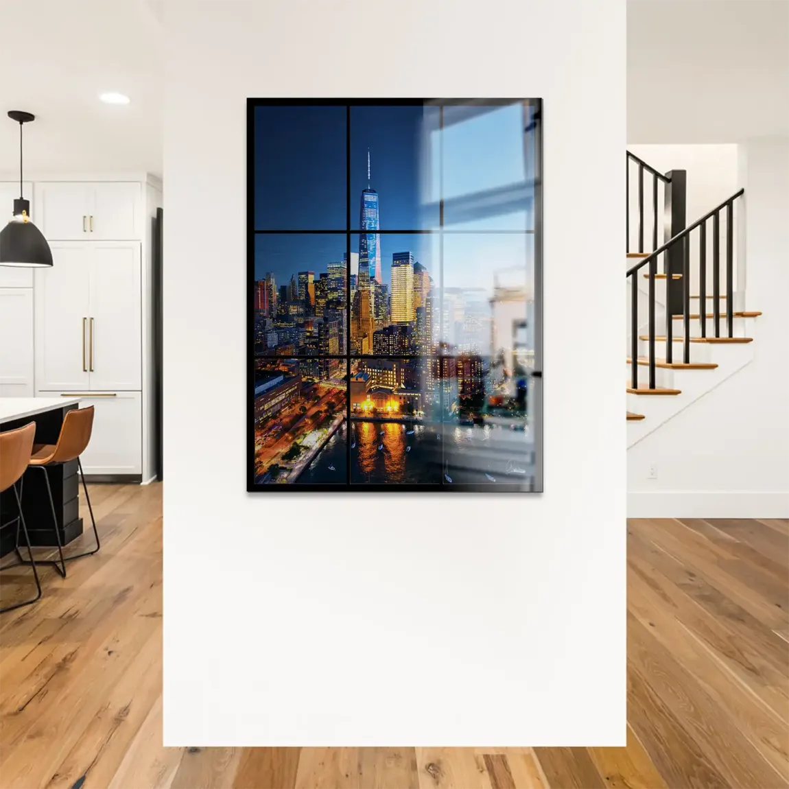 Skyline Lights New York Alu Gebürstet Bild