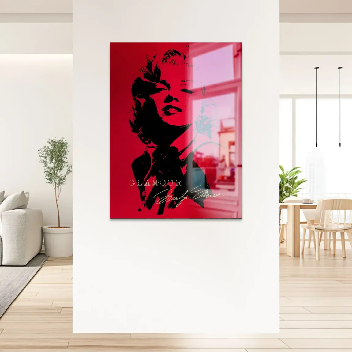 Marilyn Red Glamour Alu Gebürstet Bild
