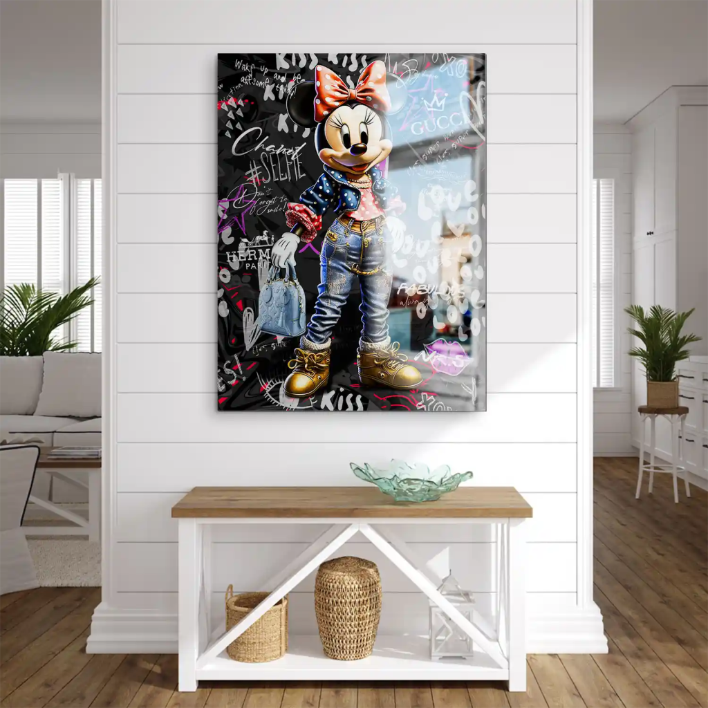 Minnie Maus Comic Street Art Alu gebürstet Bild INGALERIE