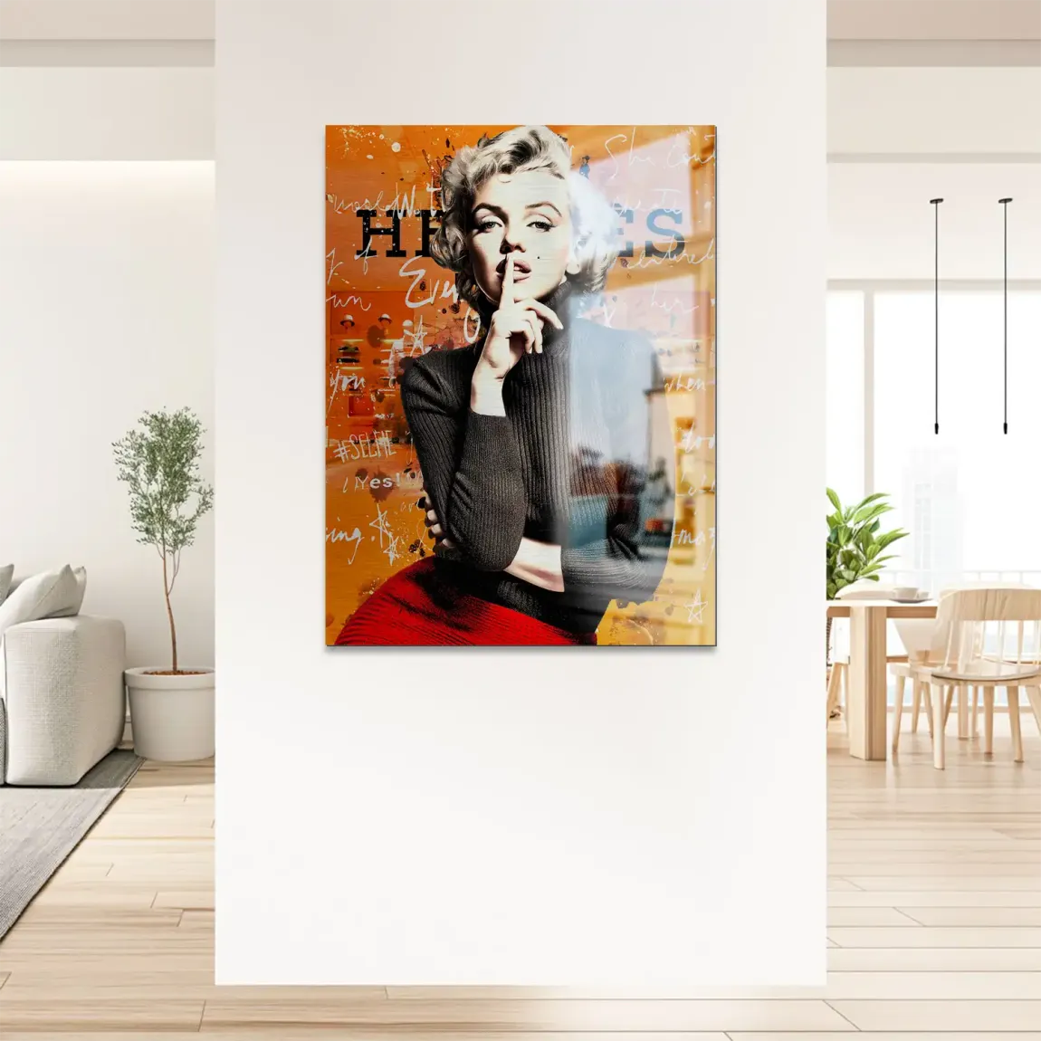 Marilyn Secret Orange Pop Art Alu Gebürstet Bild