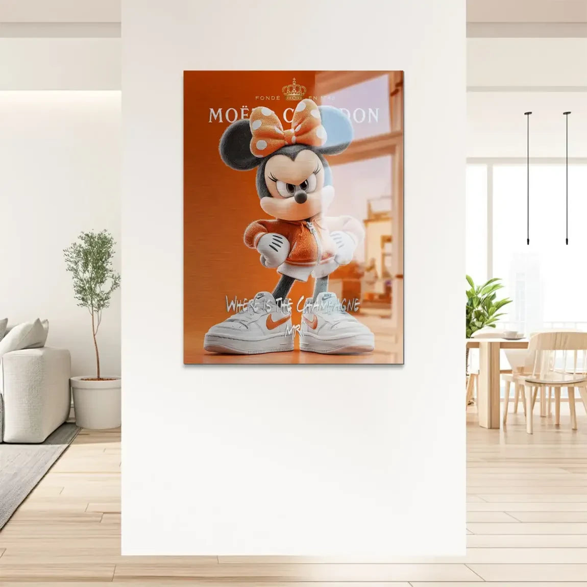 Champagne Mood Minnie Maus Alu Gebürstet Bild INGALERIE