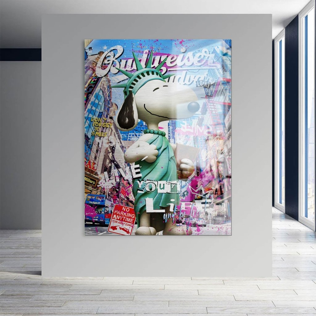 Snoopy Pop Art Style Alu Gebürstet INGALERIE
