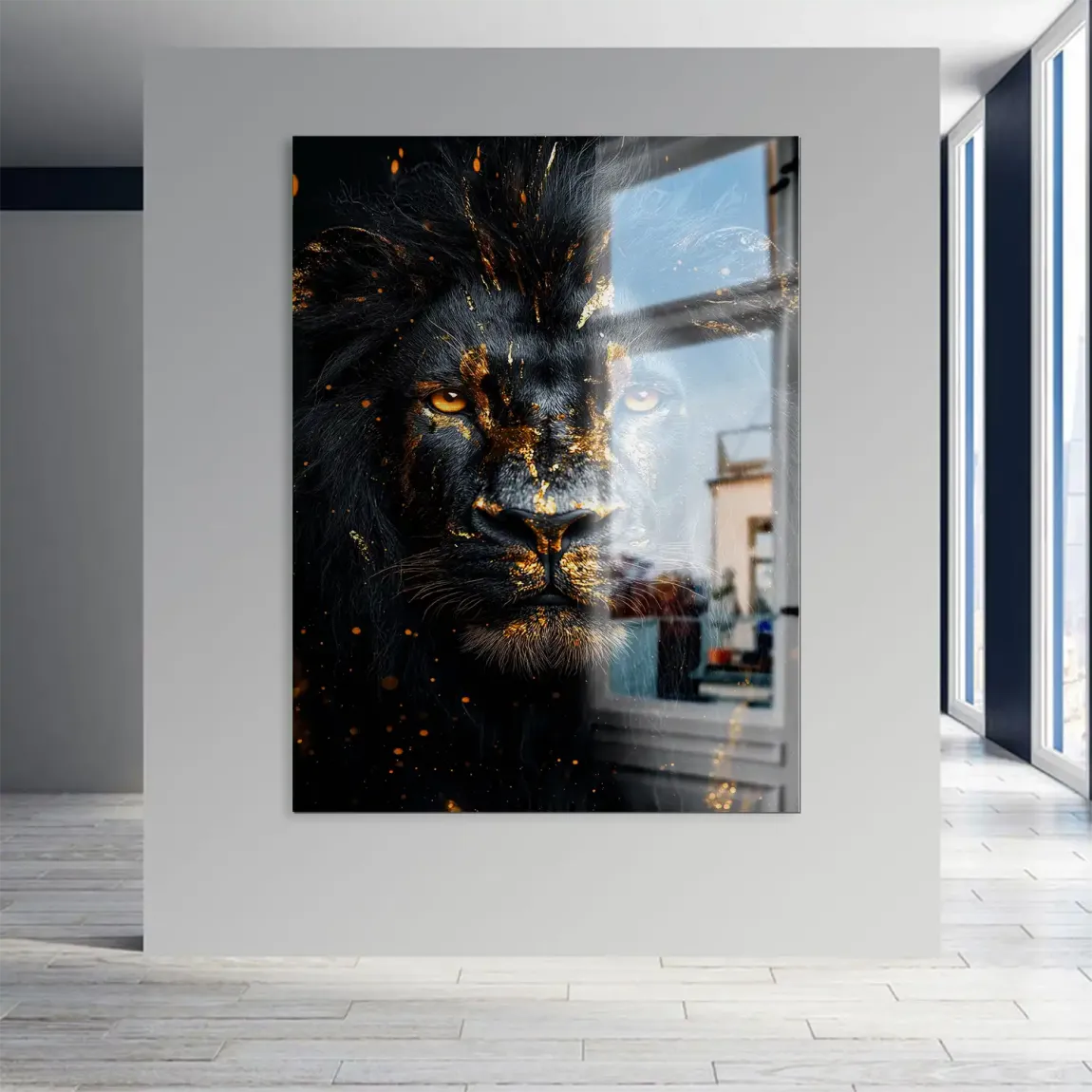 Black Lion in Gold Aludibond Gebürstet INGALERIE