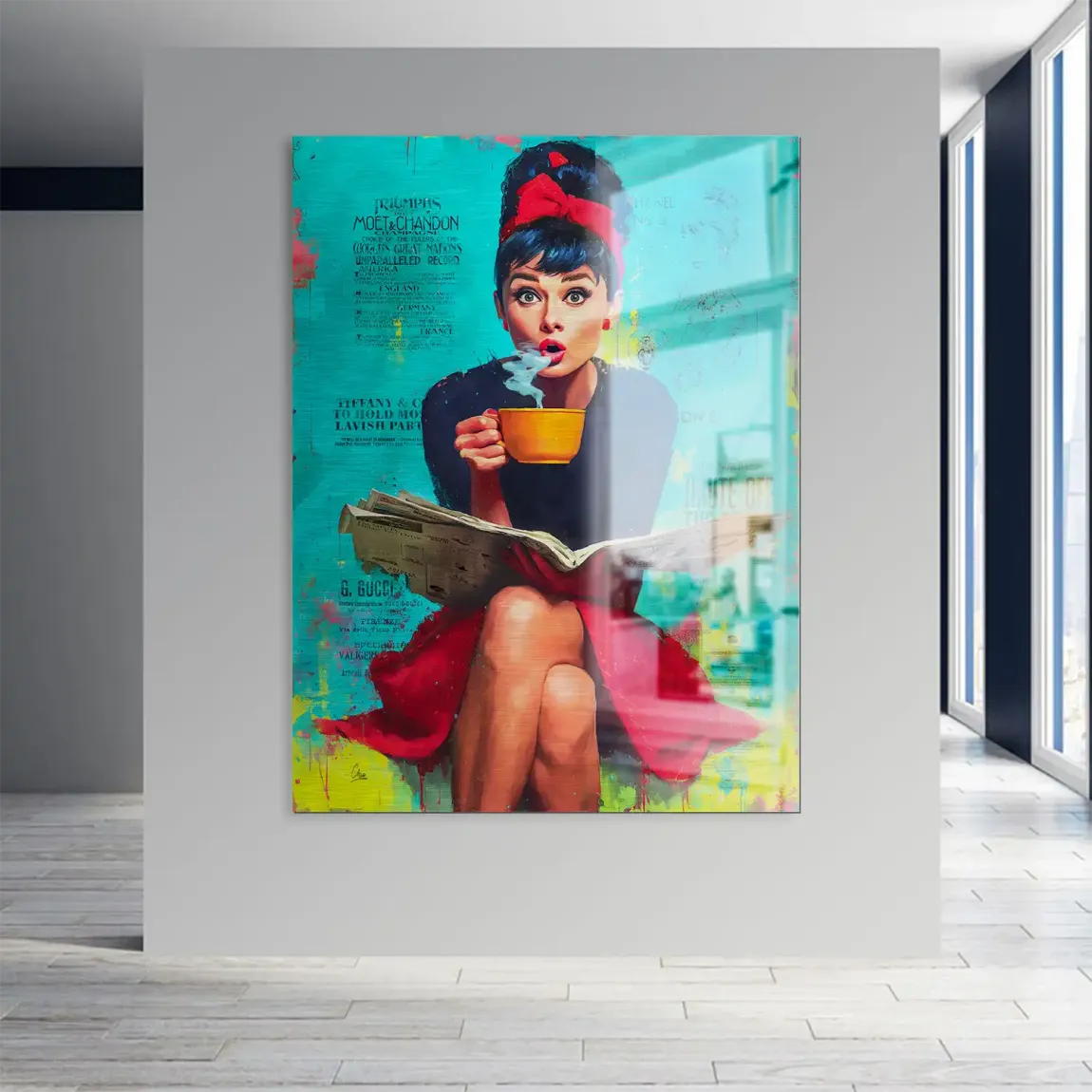 Audrey News Pop Art Aludibond Gebürstet Bild INGALERIE