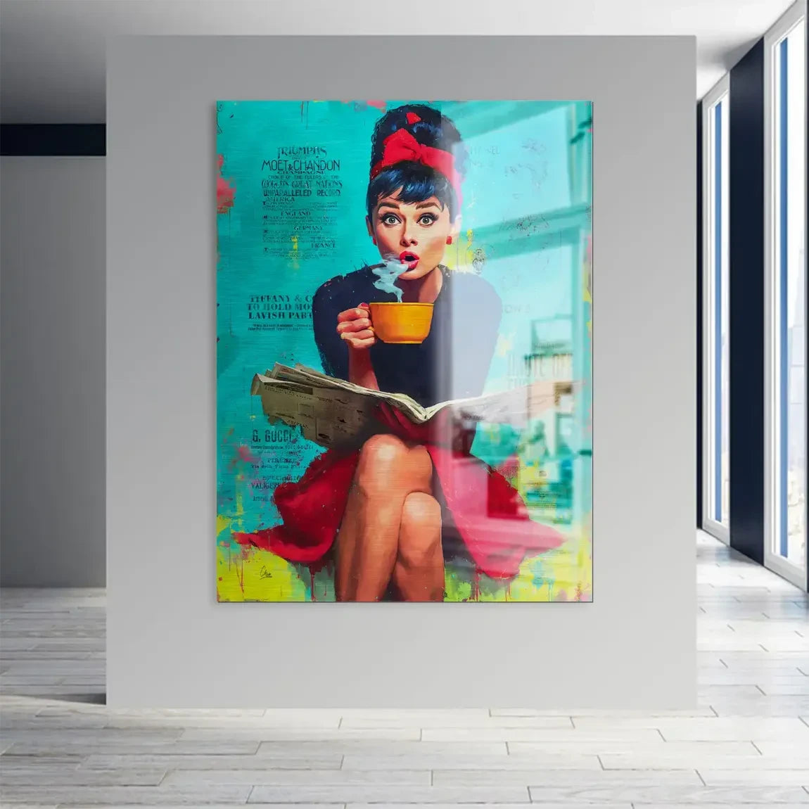 Audrey Hepburn News Pop Art Alu Gebürstet Bild INGALERIE