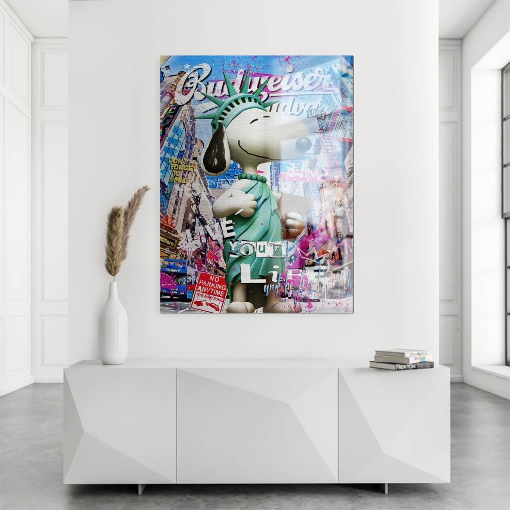 Snoopy Pop Art Style Alu Gebürstet INGALERIE