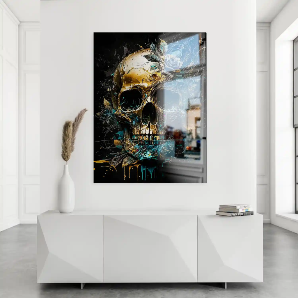 Totenkopf Gold Style Alu Dibond Gebürstet INGALERIE