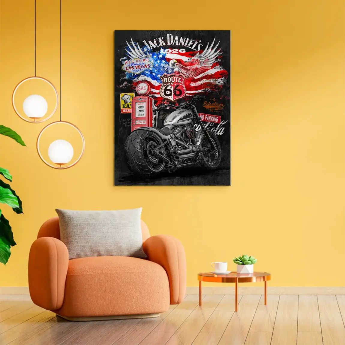 Harley Freedom Pop Art Alu Gebürstet Bild