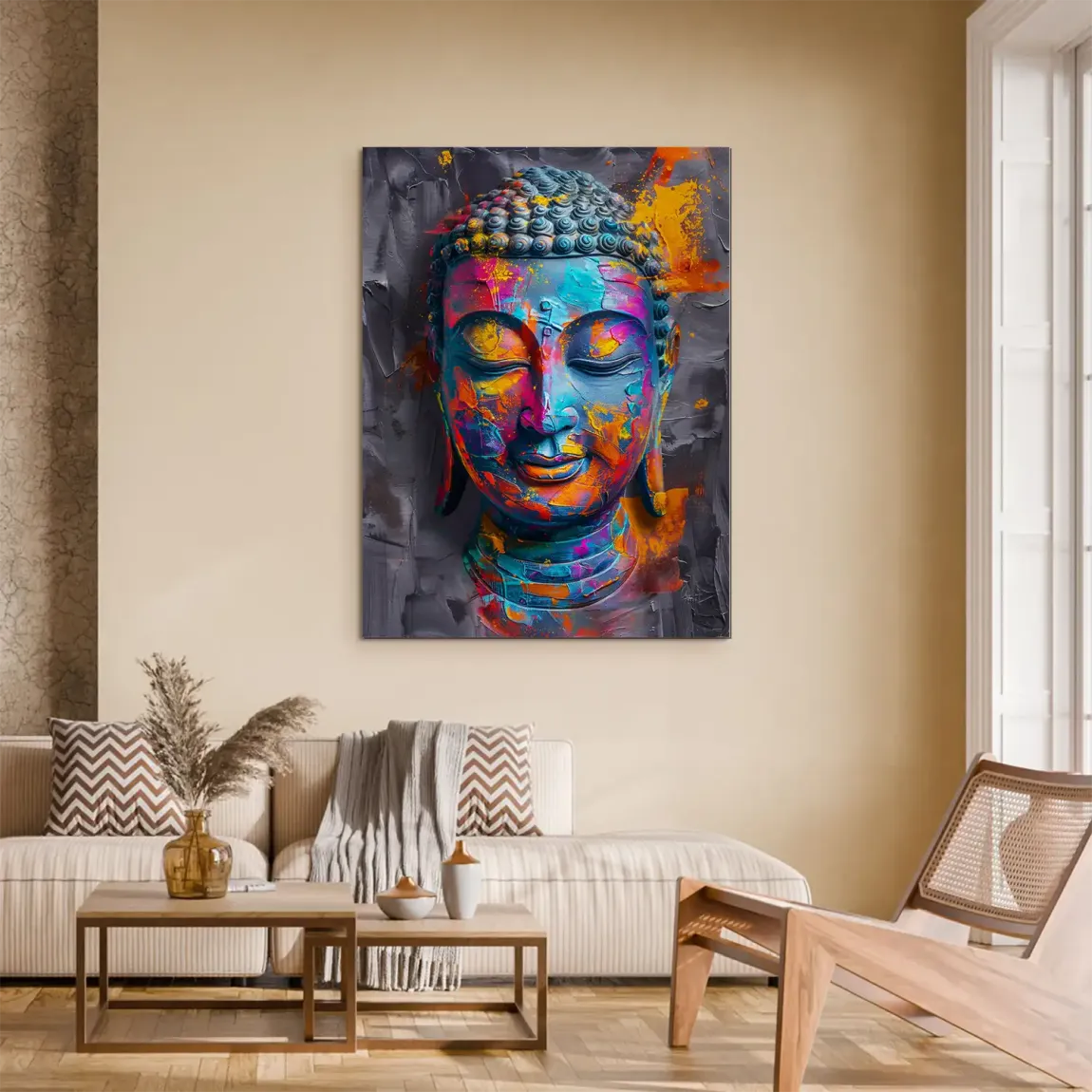 Buddha Farbpoesie Aluminiumbild gebürstet