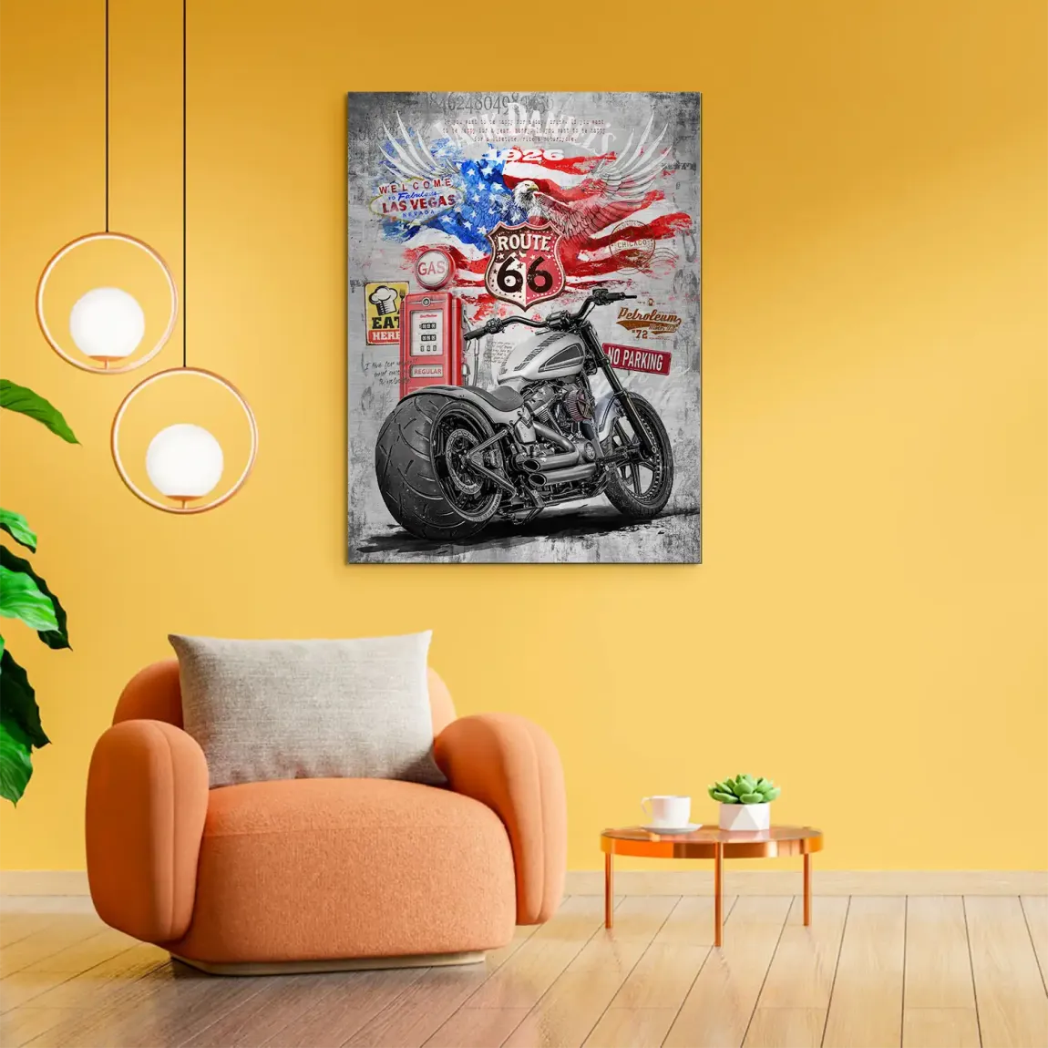 Harley Road Pop Art Alu Gebürstet Bild
