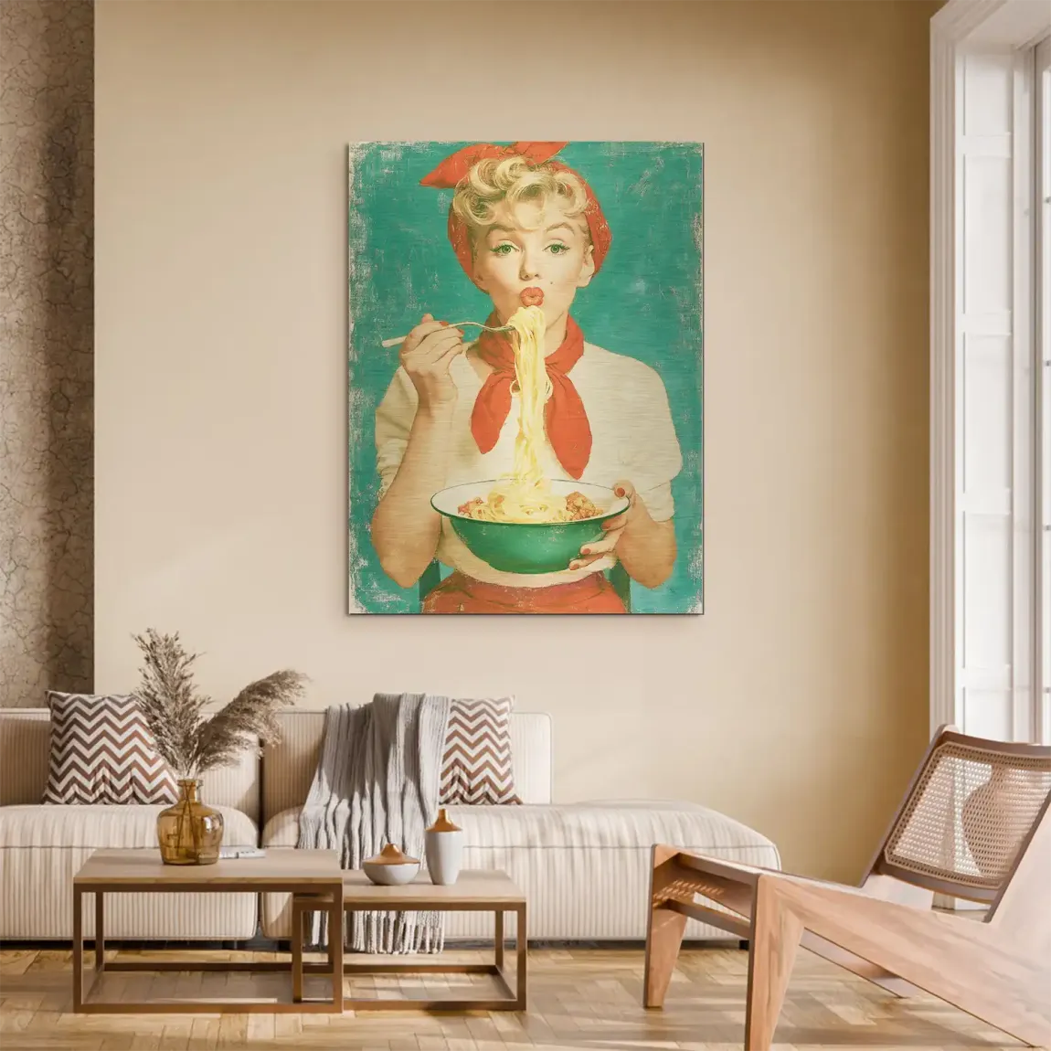 Marilyn Monroe Spaghetti Aluminiumbild gebürstet