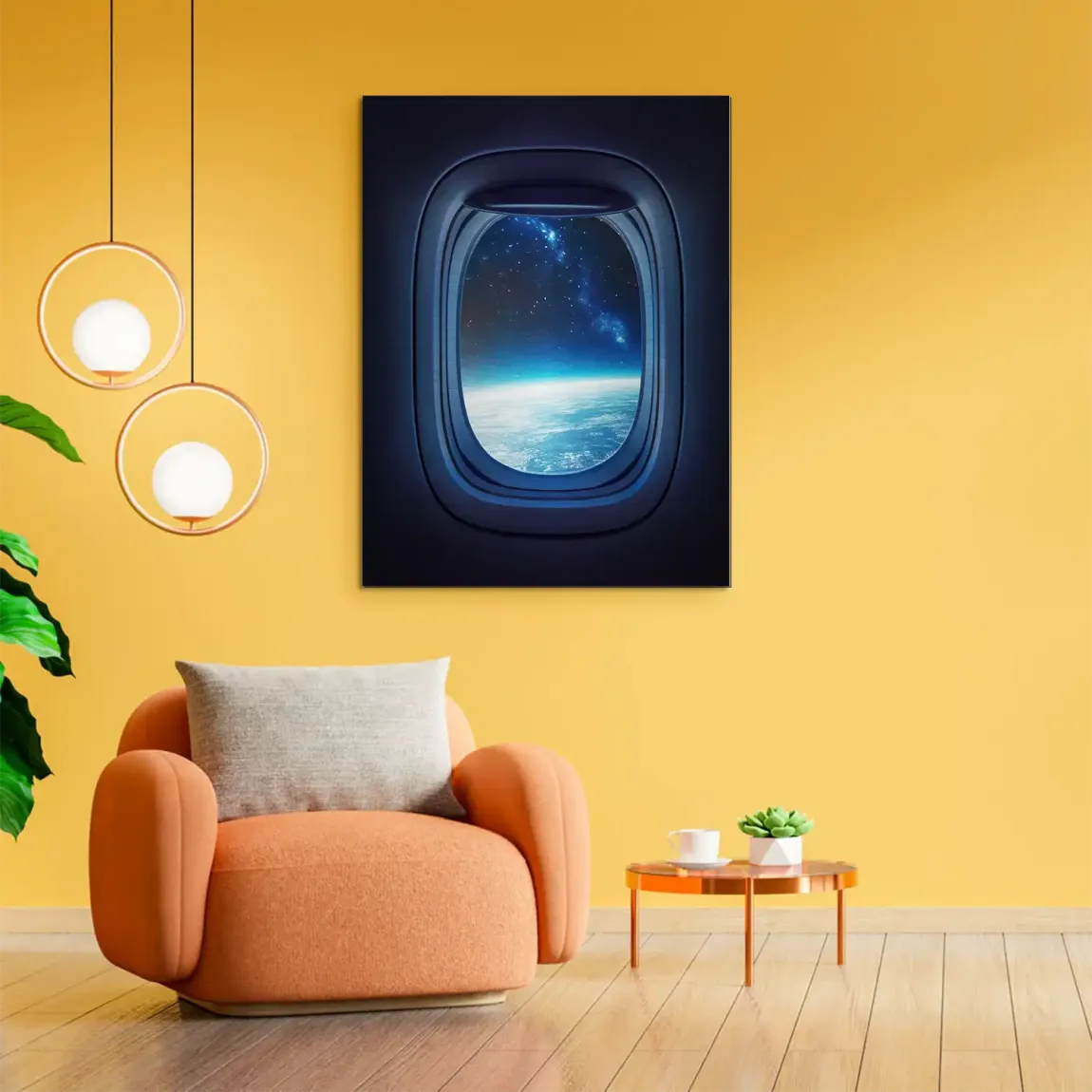 Flugzeugfenster Galaxie Alu Gebürstet Bild