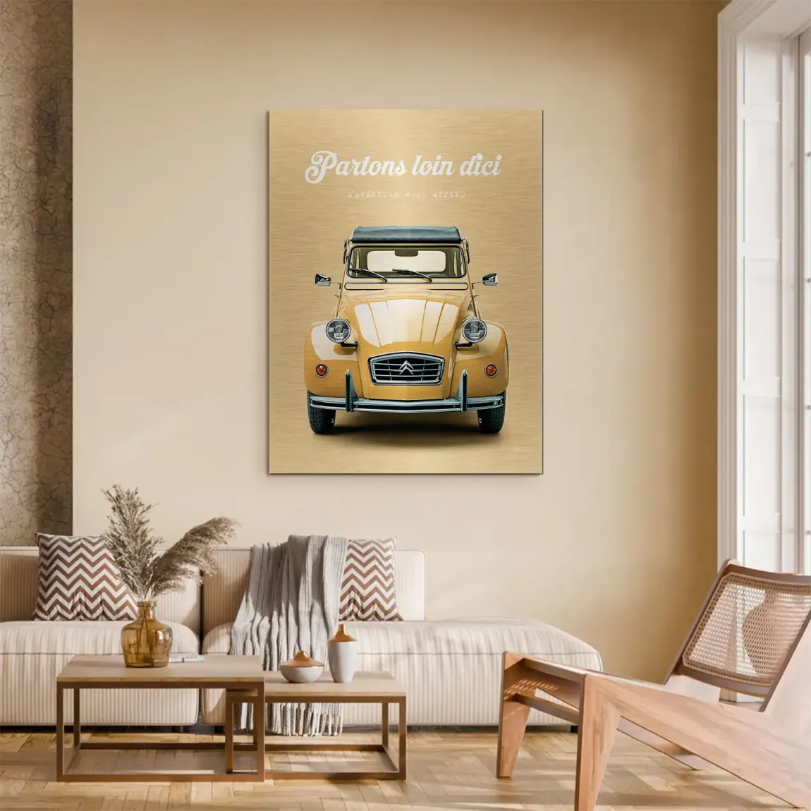 Citroen 2CV Voyage Aluminiumbild gebürstet