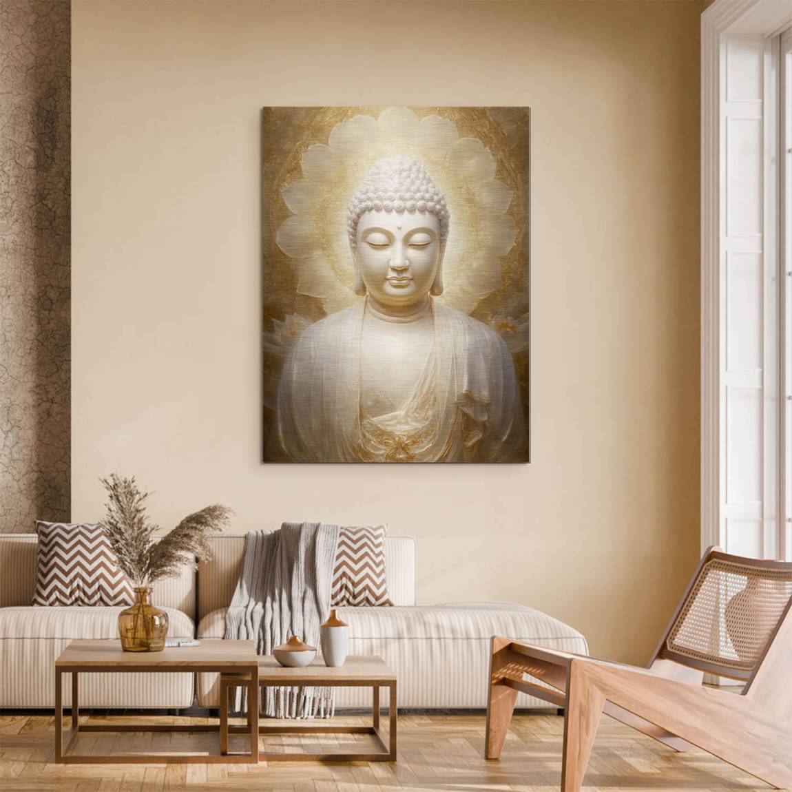 Goldener Buddha Aluminiumbild gebürstet